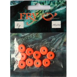 Грузило вухатий для риболовлі, таблетка (ексцентрик) колір Silvereyes Orange, 10шт в уп., вага 4г